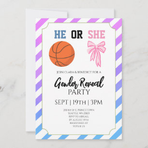 Invitación Fiesta de Revelación de Género de Baloncesto con L