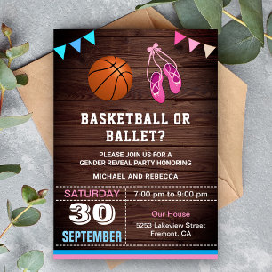 Invitación Fiesta de Revelación de Género de Baloncesto o Bal