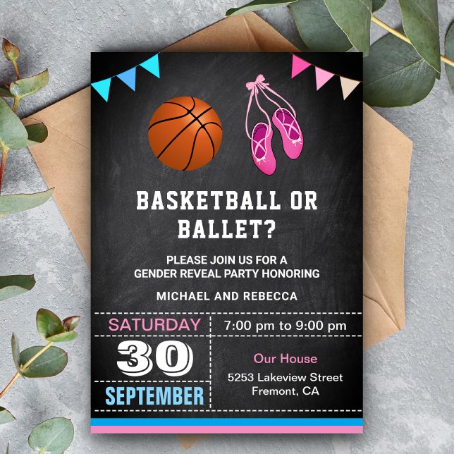 Invitación Fiesta de Revelación de Género de Baloncesto o Bal (Subido por el creador)