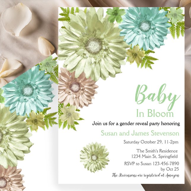 Invitación Fiesta de Revelación de Género de Bebé en Flor Neu (Subido por el creador)
