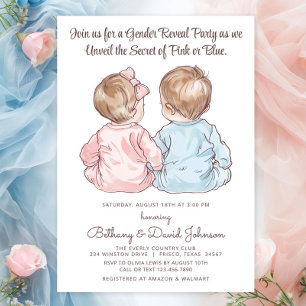 Invitación Fiesta de Revelación de Género de Bebés Encantador