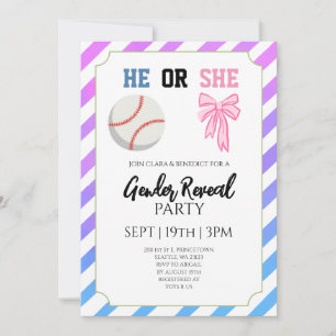 Invitación Fiesta de Revelación de Género de Béisbol con Lazo