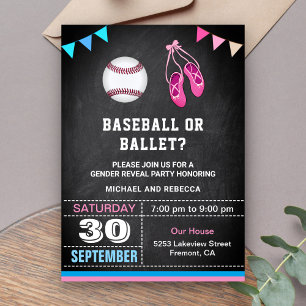 Invitación Fiesta de Revelación de Género de Béisbol o Ballet