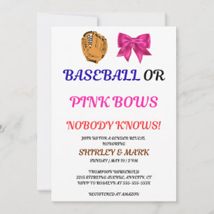 Invitación Fiesta de Revelación de Género de Béisbol o Lazos