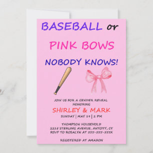 Invitación Fiesta de Revelación de Género de Béisbol o Lazos
