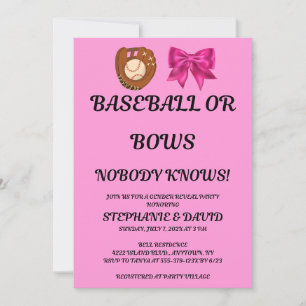 Invitación Fiesta de Revelación de Género de Béisbol o Lazos