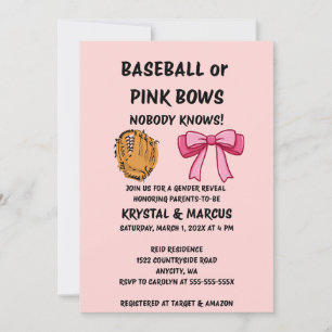 Invitación Fiesta de Revelación de Género de Béisbol o Lazos 