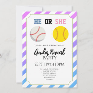 Invitación Fiesta de Revelación de Género de Béisbol o Softbo