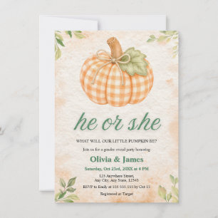 Invitación Fiesta de Revelación de Género de Calabaza de Cuad
