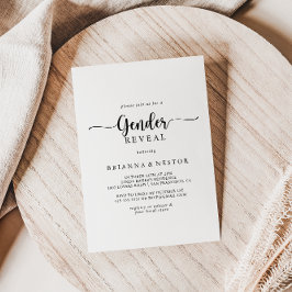 Invitación Fiesta de revelación de género de caligrafía minim