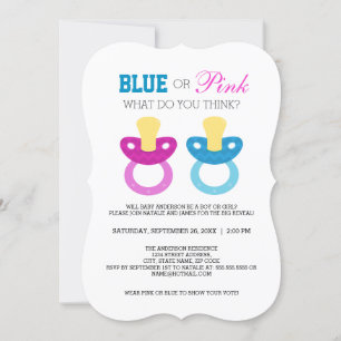Invitación Fiesta de Revelación de Género de Chupete Azul o R