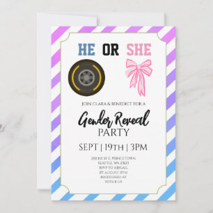 Invitación Fiesta de Revelación de Género de Coche de Carrera