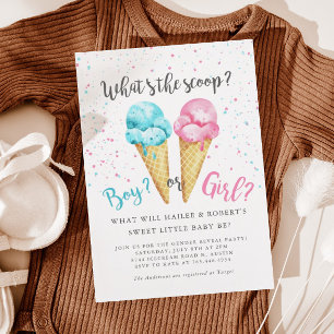 Invitación Fiesta de revelación de género de crema de hielo