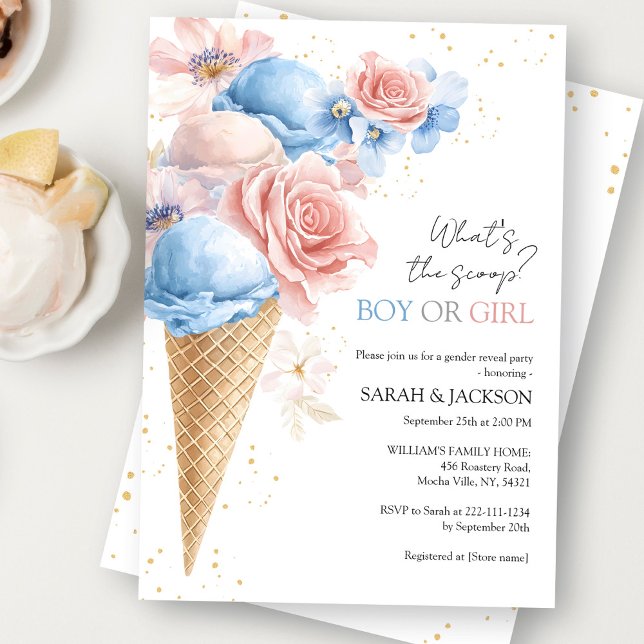 Invitación Fiesta de revelación de género de crema de hielo (Subido por el creador)
