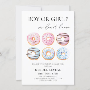 Invitación Fiesta de revelación de género de donuts azules y