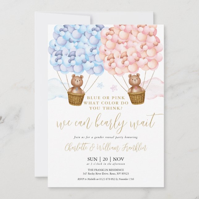 Invitación Fiesta De Revelación De Género De Esperanza De Beb (Anverso)