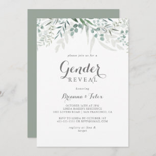 Invitación Fiesta de Revelación de Género de Eucalipto de Ver