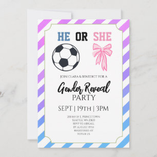 Invitación Fiesta de Revelación de Género de Fútbol con Lazo 