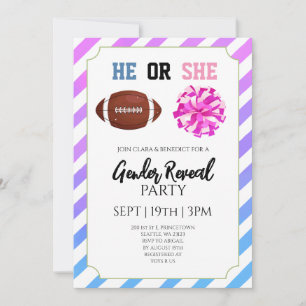 Invitación Fiesta de Revelación de Género de Fútbol con Rayas