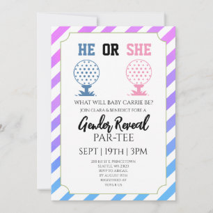 Invitación Fiesta de Revelación de Género de Golf con Rayas A