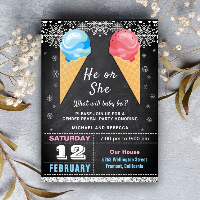 Invitación Fiesta de revelación de género de helado (Subido por el creador)