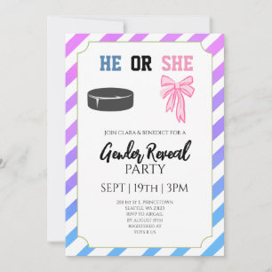 Invitación Fiesta de Revelación de Género de Hockey con Lazos