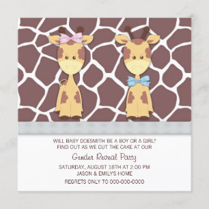 Invitación Fiesta de revelación de género de jirafa linda