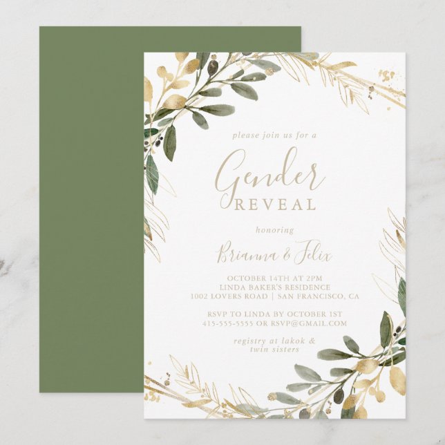 Invitación Fiesta de Revelación de Género de la Caída del Oro (Anverso / Reverso)