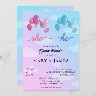 Invitación Fiesta de revelación de género de las nubes de glo