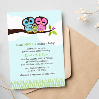 Invitación Fiesta de Revelación de Género de Lechuzas Dulces