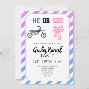 Invitación Fiesta de Revelación de Género de Moto de Cross co