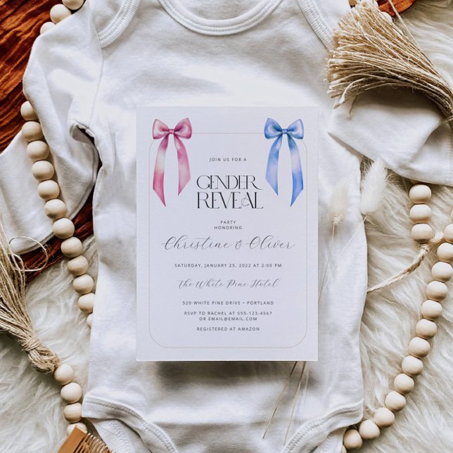 Invitación Fiesta de revelación de género de oso azul rosa (Subido por el creador)