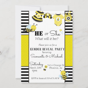 Invitación Fiesta de Revelación de Género de Panal de Abeja D