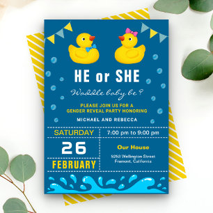 Invitación Fiesta de Revelación de Género de Pato de Goma
