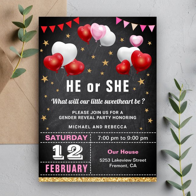 Invitación Fiesta de revelación de género de San Valentín (Subido por el creador)