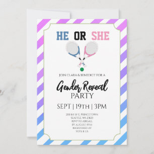 Invitación Fiesta de Revelación de Género de Tenis con Rayas