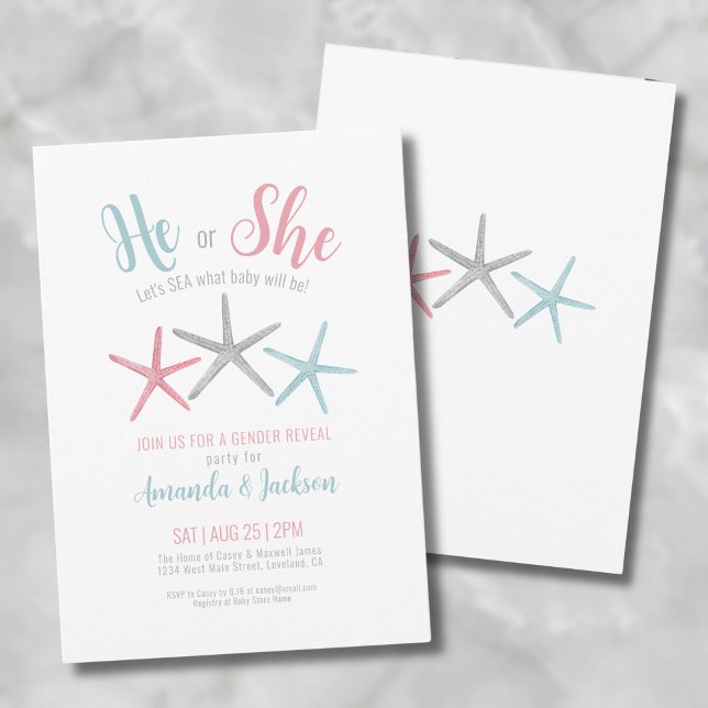 Invitación Fiesta de revelación de género de verano (Summer Gender Reveal Party Invitation)