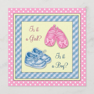 Invitación Fiesta de Revelación de Género de Zapatos Rosados