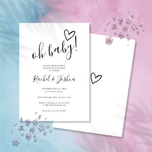 Invitación Fiesta de Revelación de Género del Corazón Oh Baby