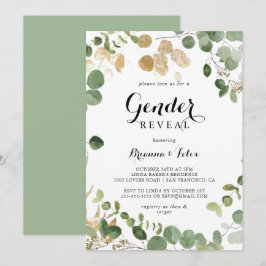 Invitación Fiesta de revelación de género del follaje verde d