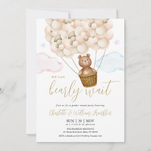 Invitación Fiesta de revelación de género del osito Barely Wa