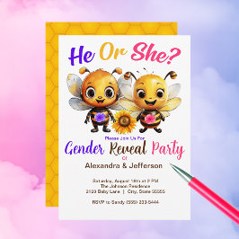 Invitación Fiesta de revelación de género Ducha de abeja para