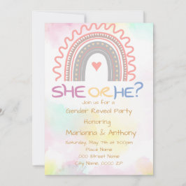 Invitación Fiesta de revelación de género en el arcoiris dulc