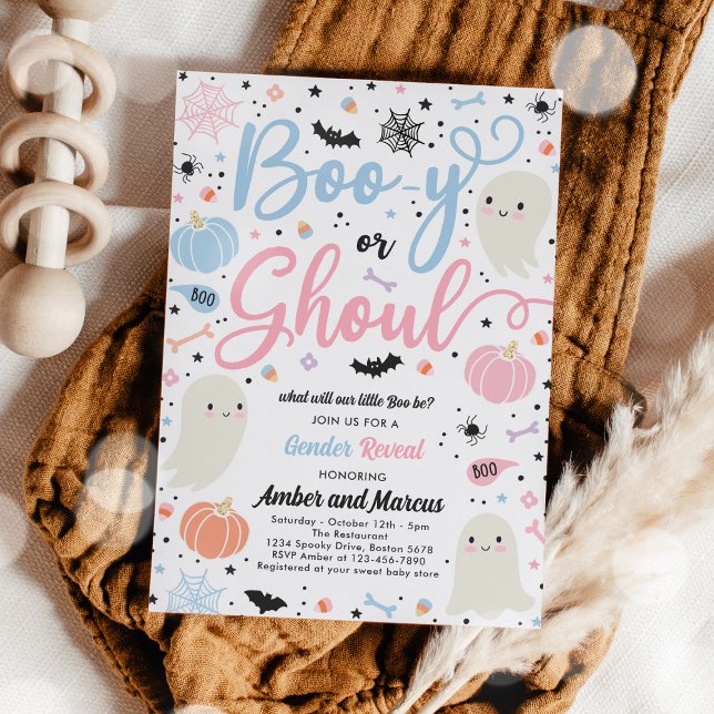 Invitación Fiesta de revelación de género fantasma Boo-y o Gh (Subido por el creador)