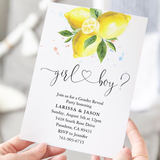 Invitación Fiesta de revelación de género Lemons (Subido por el creador)