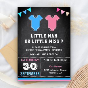 Invitación Fiesta de Revelación de Género Little Man o Little
