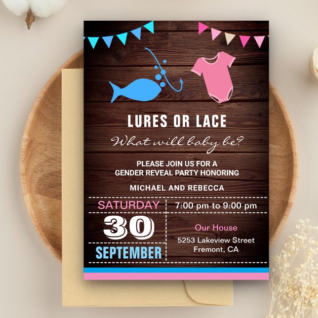 Invitación Fiesta de Revelación de Género Lures o Lace (Subido por el creador)