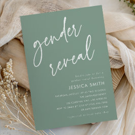 Invitación Fiesta de Revelación de Género Minimalista Verde S