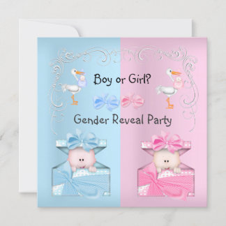 Invitación Fiesta de Revelación de Género Niño o Niña Azul y 