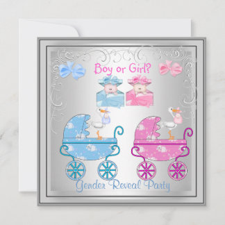 Invitación Fiesta de Revelación de Género Niño o Niña Plata